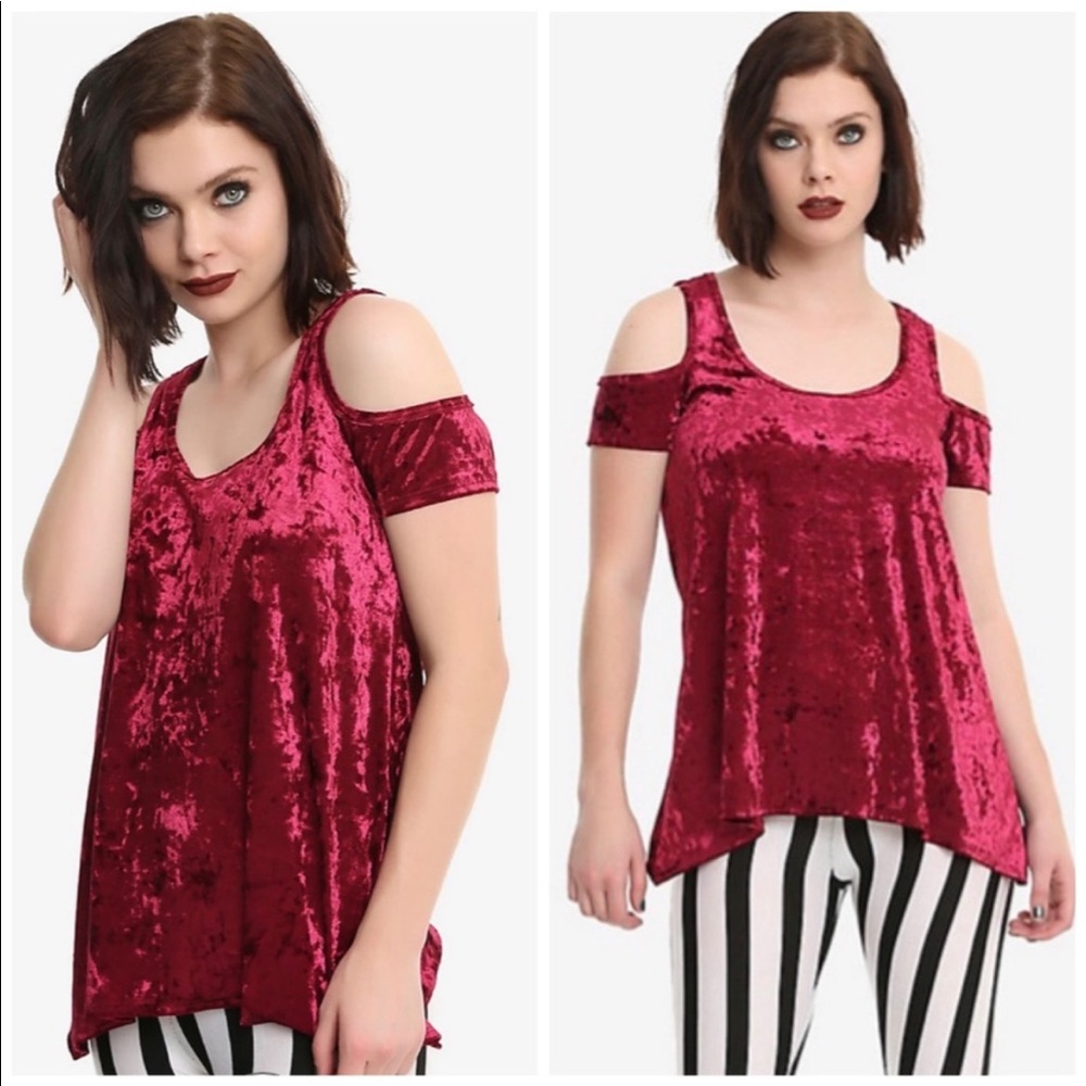 Red Velvet Cold Shoulder Top